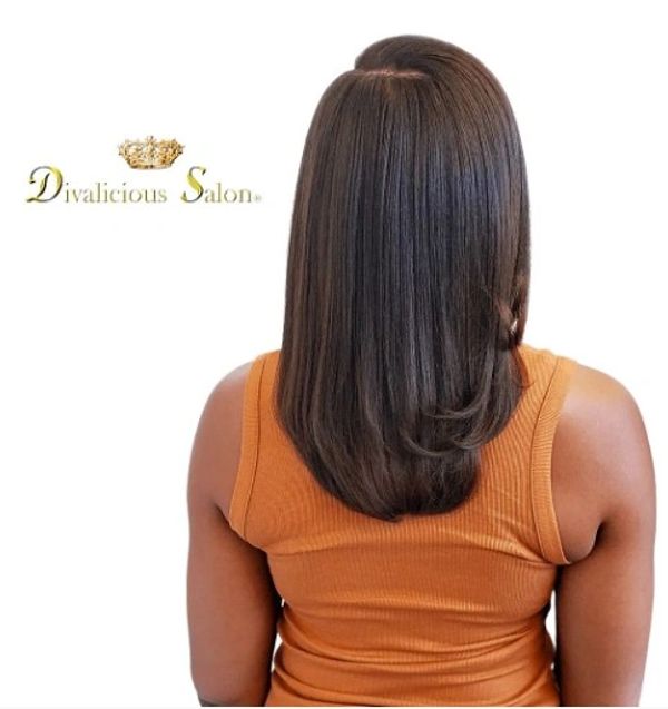 Silk press medium length hair top